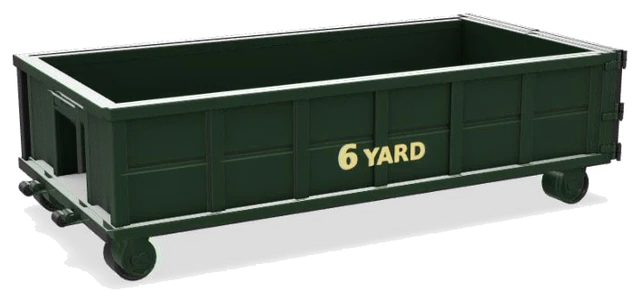 6-yard roll-off dumpster container, green, side view